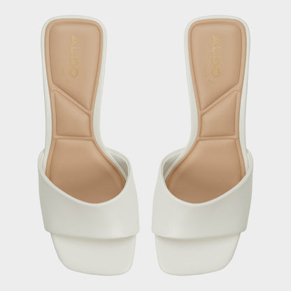 Tisha White Women's Heeled mules - Heeled mule, Block heel | Aldo
