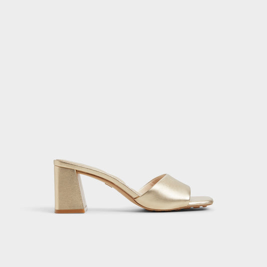 Tisha Gold Women's Heeled mules - Heeled mule, Block heel | Aldo