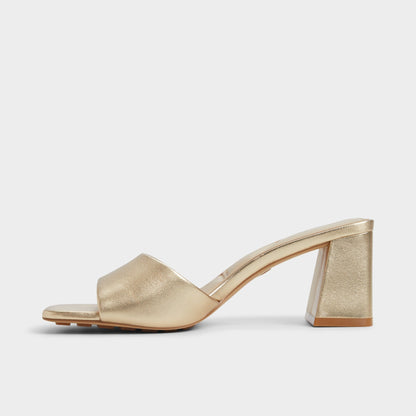 Tisha Gold Women's Heeled mules - Heeled mule, Block heel | Aldo