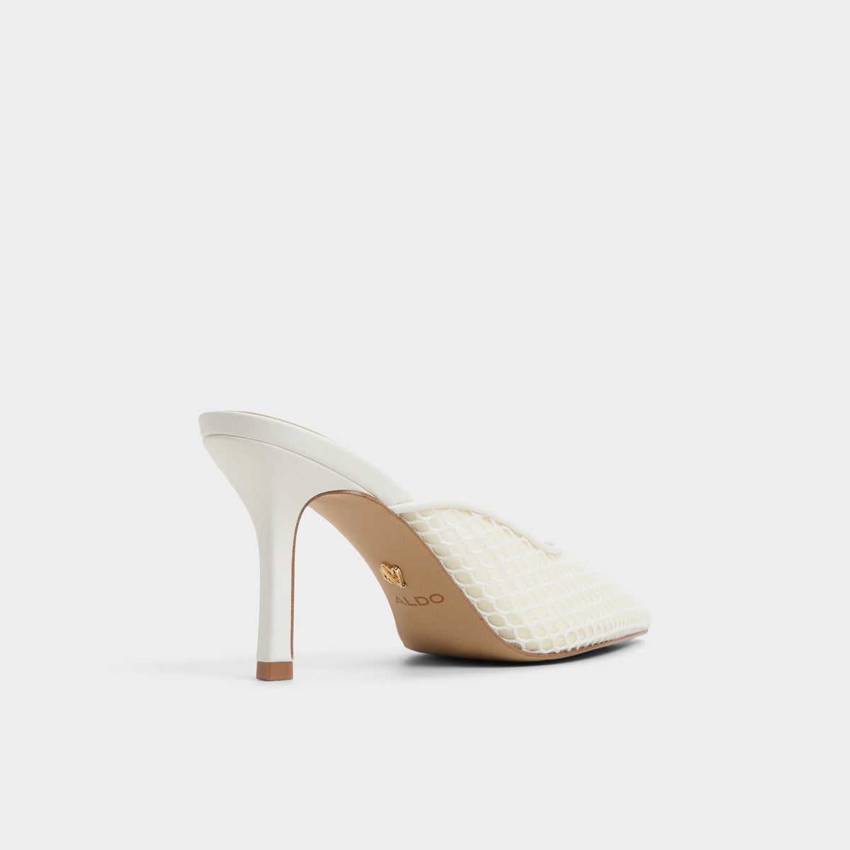 Gamilia Open White Textile Mesh Women's Kitten heels - Heeled mule, Kitten heel | Aldo