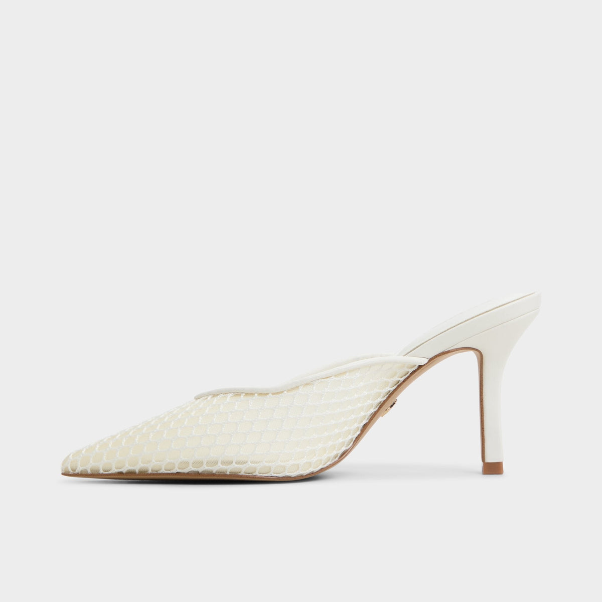 Gamilia Open White Textile Mesh Women's Kitten heels - Heeled mule, Kitten heel | Aldo