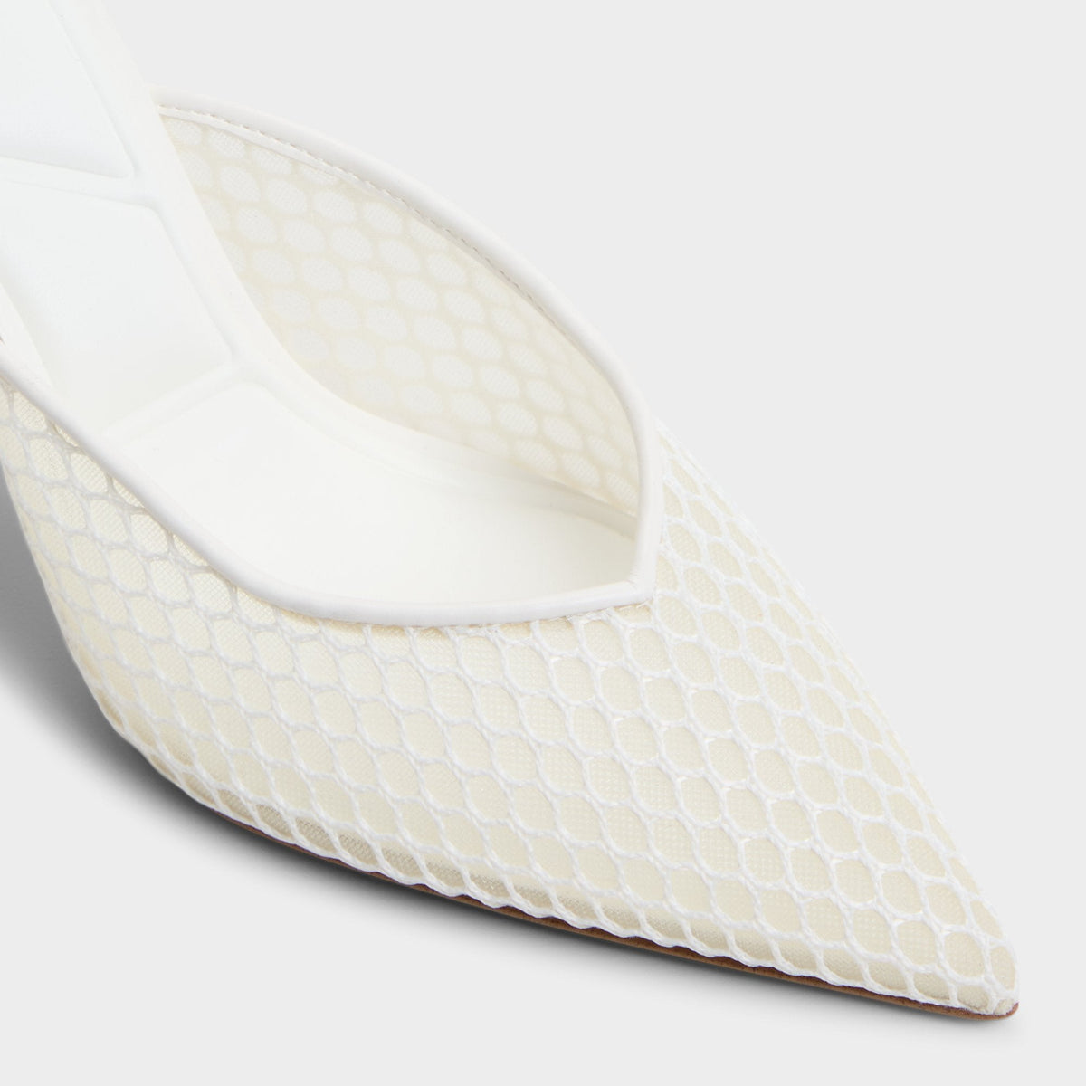 Gamilia Open White Textile Mesh Women's Kitten heels - Heeled mule, Kitten heel | Aldo