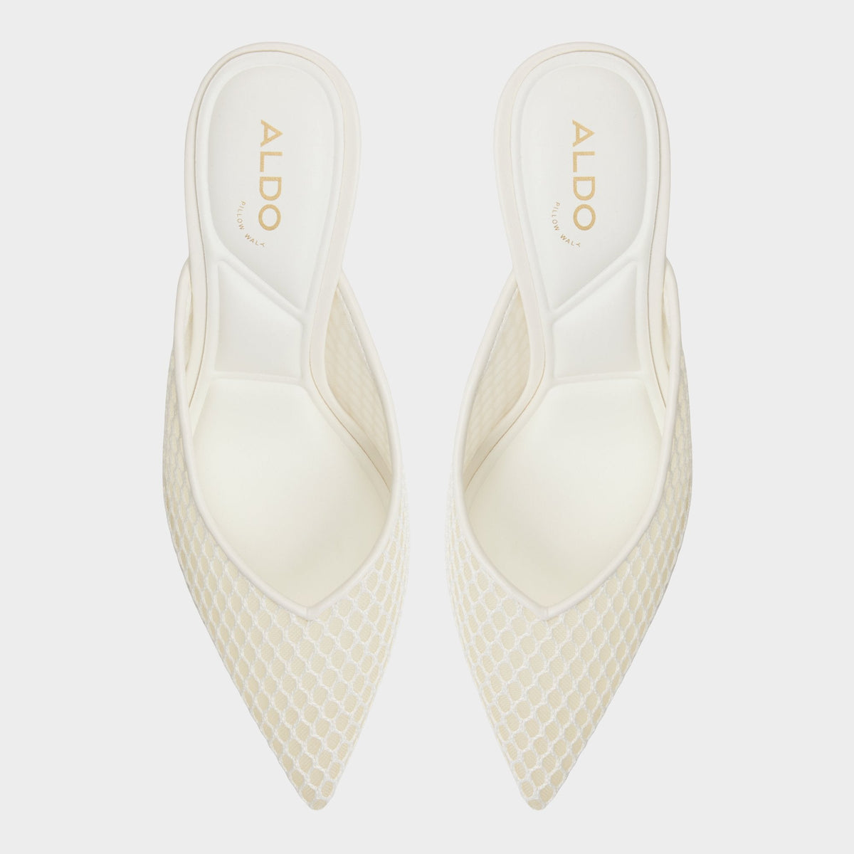 Gamilia Open White Textile Mesh Women's Kitten heels - Heeled mule, Kitten heel | Aldo