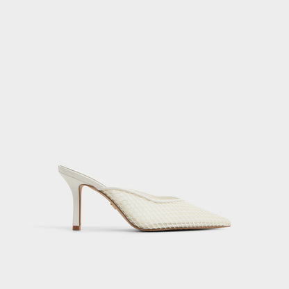 Gamilia Open White Textile Mesh Women's Mesh - Heeled mule, Stiletto heel | Aldo