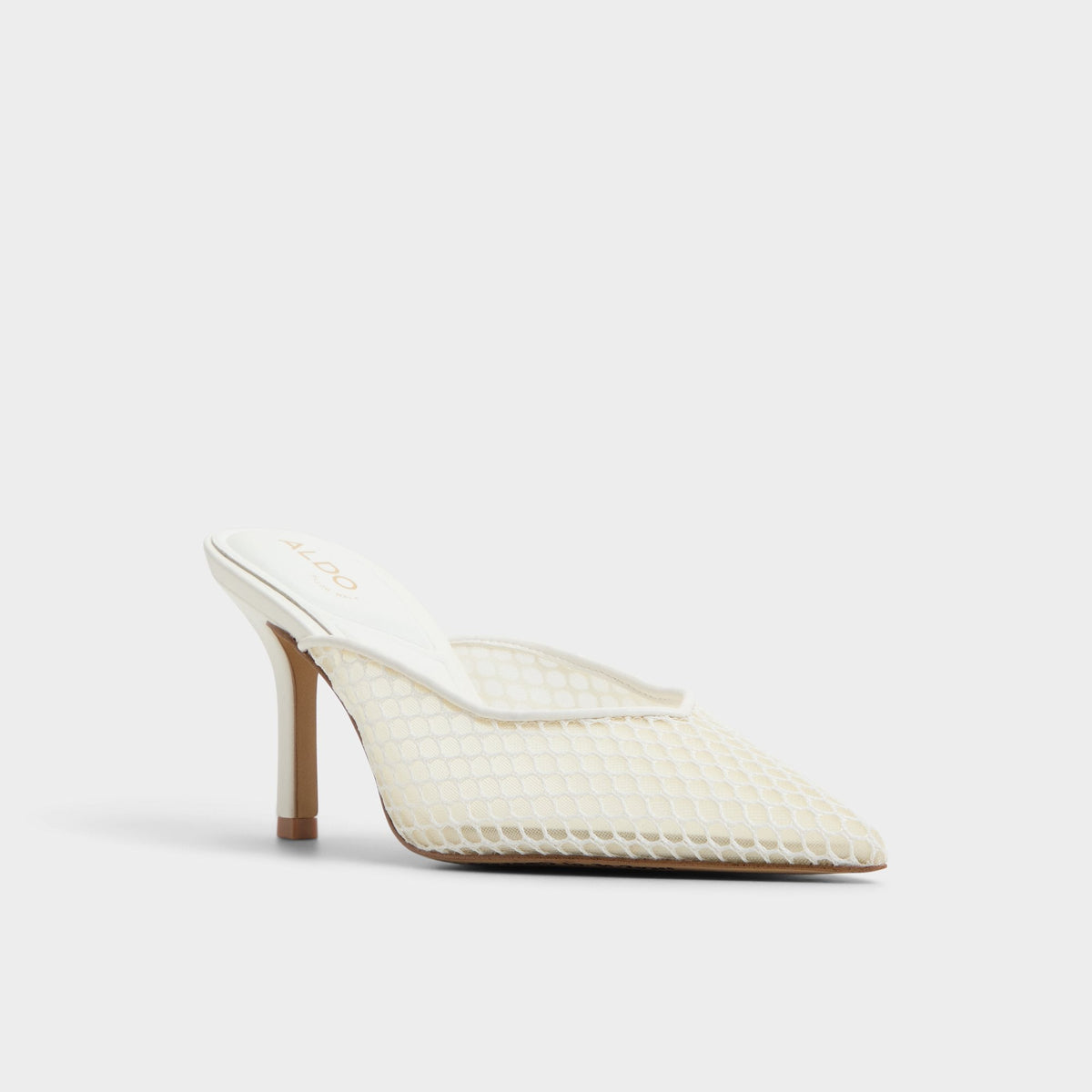 Gamilia Open White Textile Mesh Women's Mesh - Heeled mule, Stiletto heel | Aldo