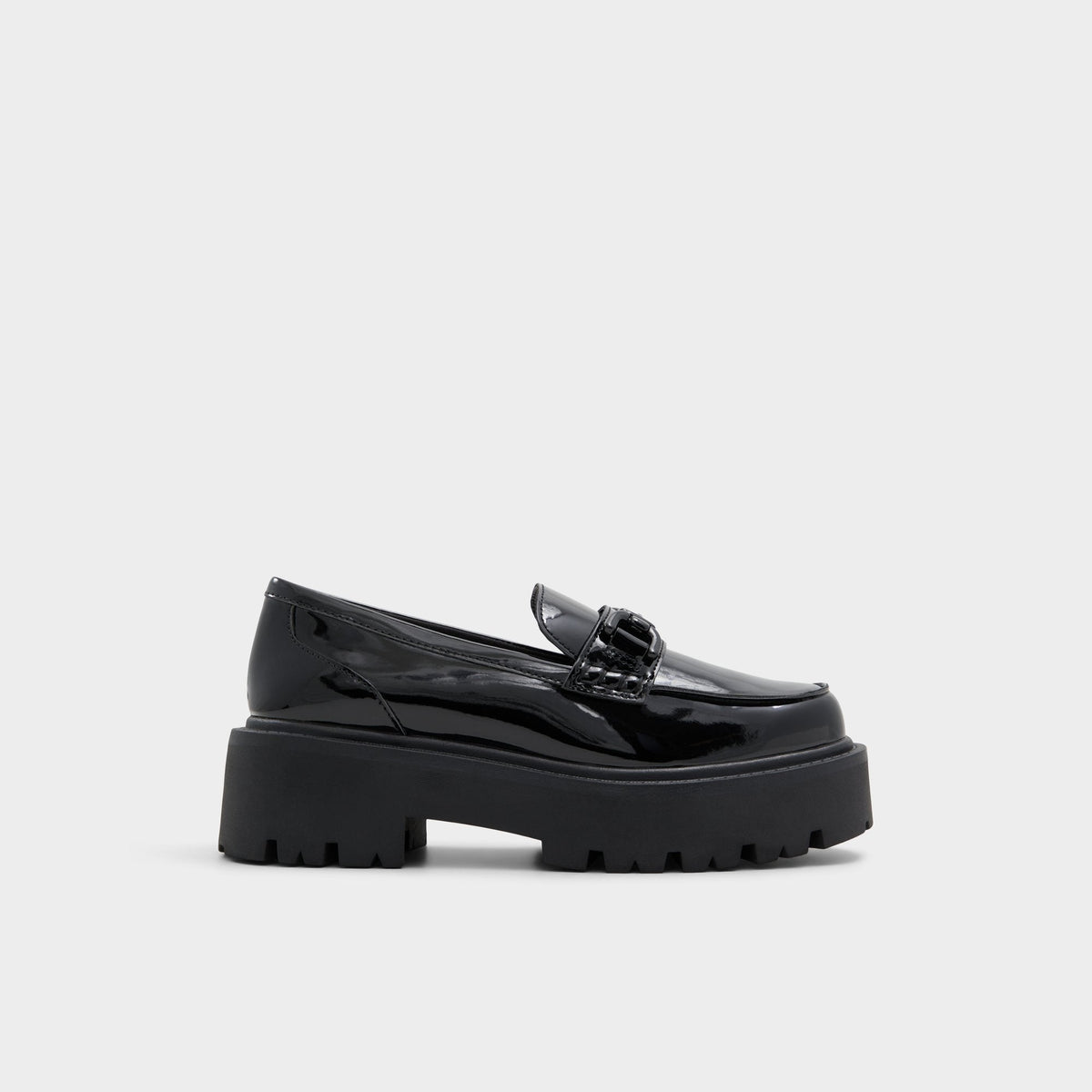 Oneameth Black Synthetic Patent Women's Loafers & Oxfords - Loafer, Lug sole | Aldo