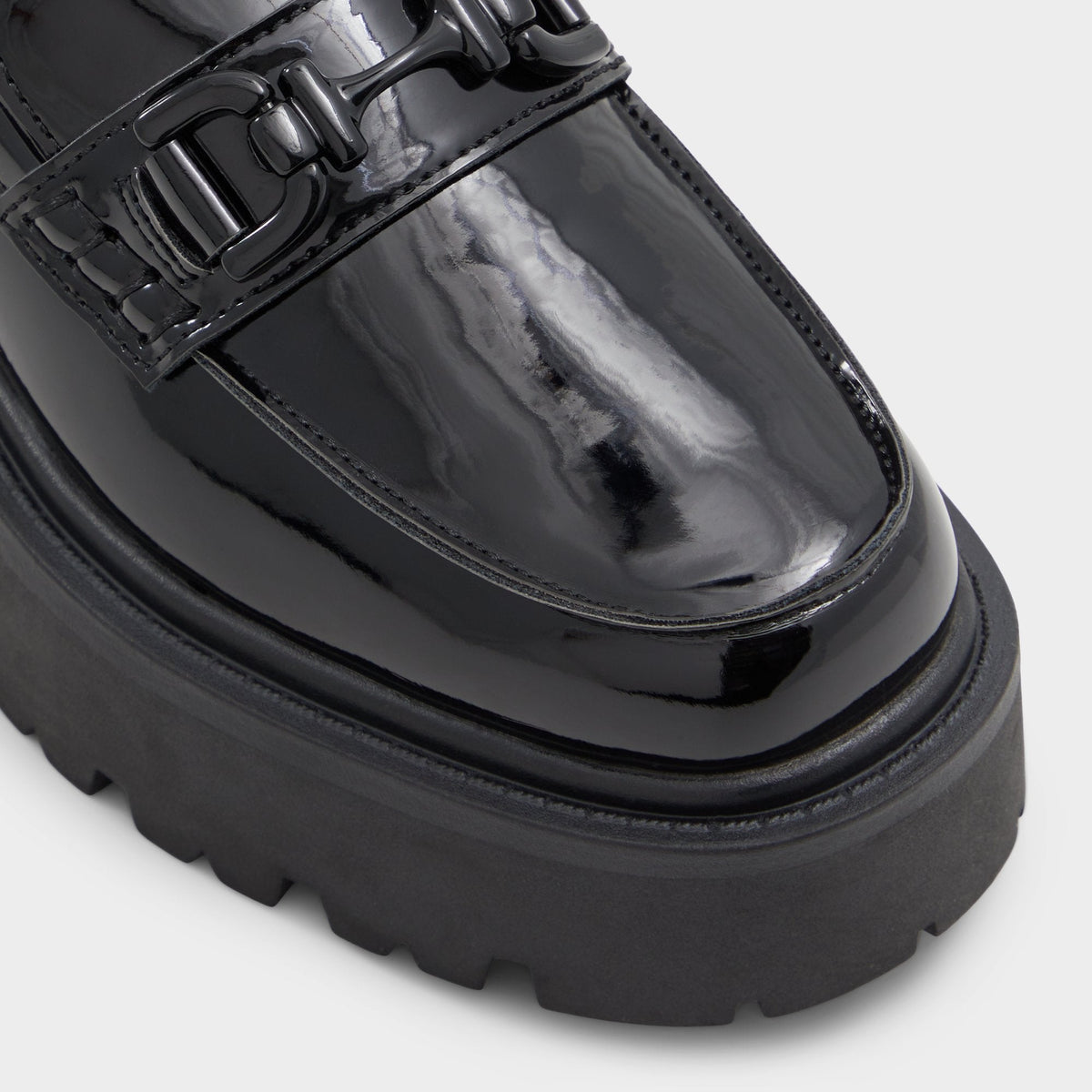 Oneameth Black Synthetic Patent Women's Loafers & Oxfords - Loafer, Lug sole | Aldo