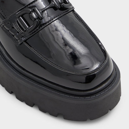 Oneameth Black Synthetic Patent Women's Loafers & Oxfords - Loafer, Lug sole | Aldo