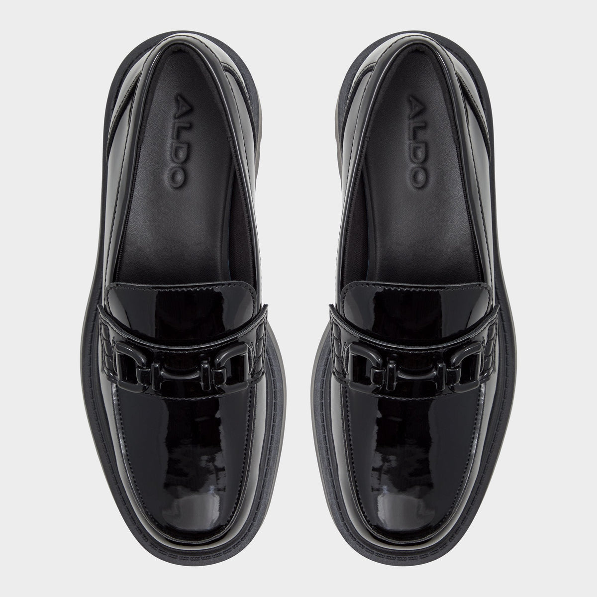 Oneameth Black Synthetic Patent Women's Loafers & Oxfords - Loafer, Lug sole | Aldo