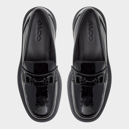 Oneameth Black Synthetic Patent Women's Loafers & Oxfords - Loafer, Lug sole | Aldo