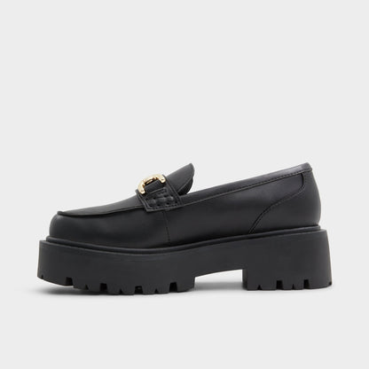 Oneameth Black Synthetic Smooth Women's Loafers & Oxfords - Loafer, Lug sole | Aldo