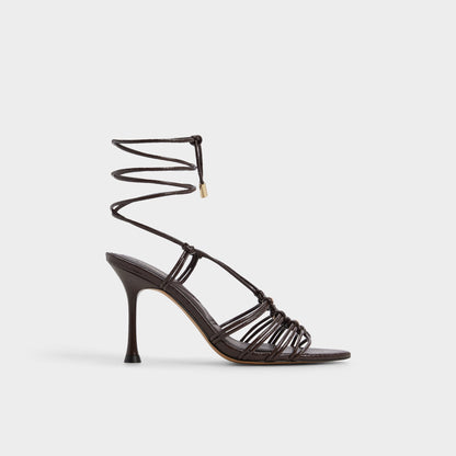 Curacao in Dark Brown - Strappy heeled sandal, Stiletto heel | Aldo