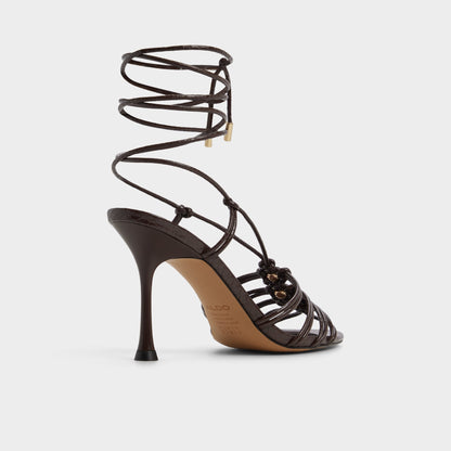Curacao in Dark Brown - Strappy heeled sandal, Stiletto heel | Aldo