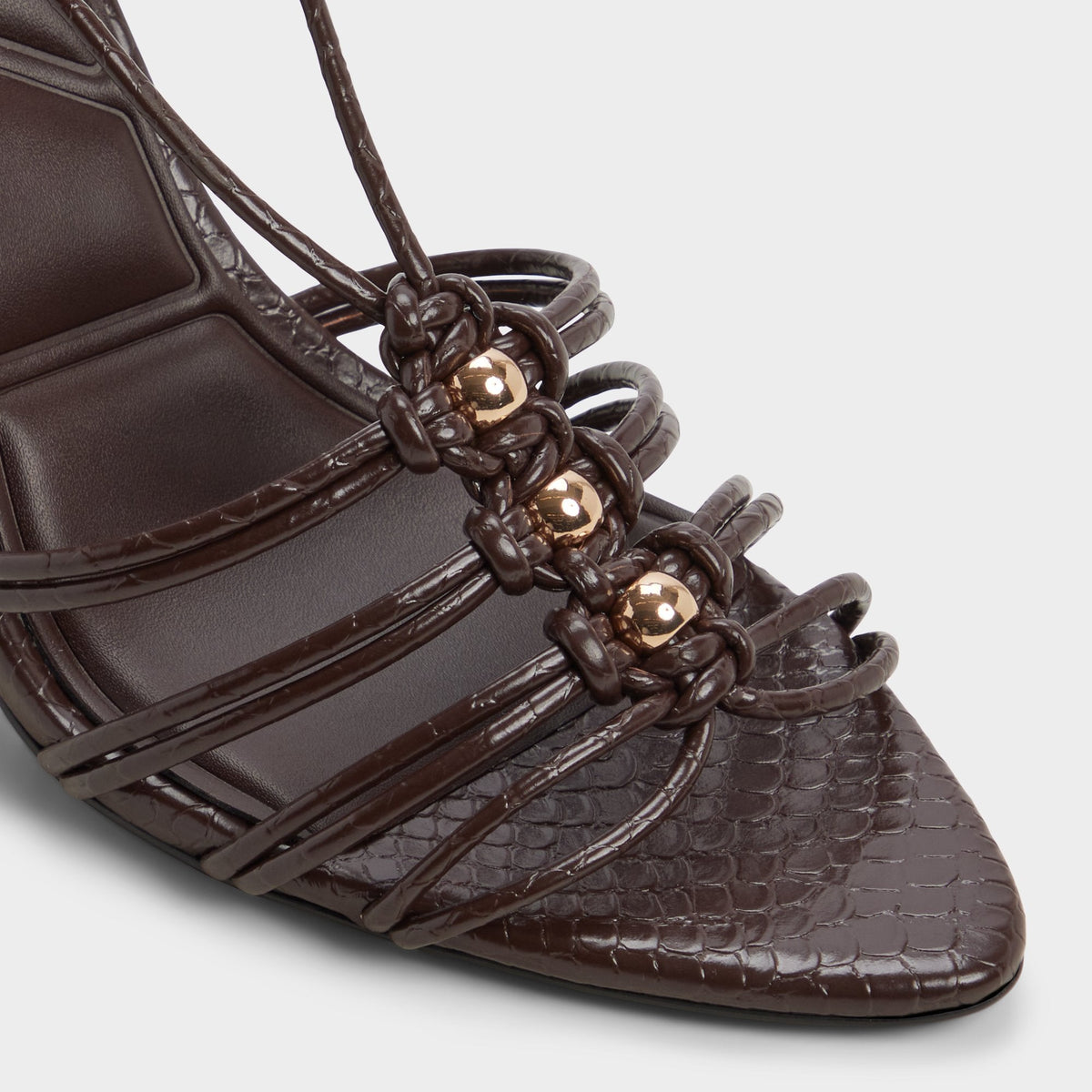 Curacao in Dark Brown - Strappy heeled sandal, Stiletto heel | Aldo