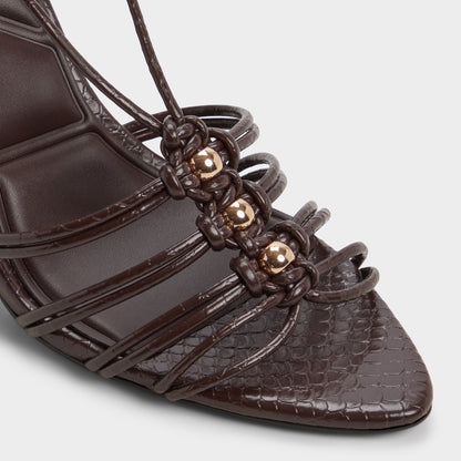 Curacao in Dark Brown - Strappy heeled sandal, Stiletto heel | Aldo
