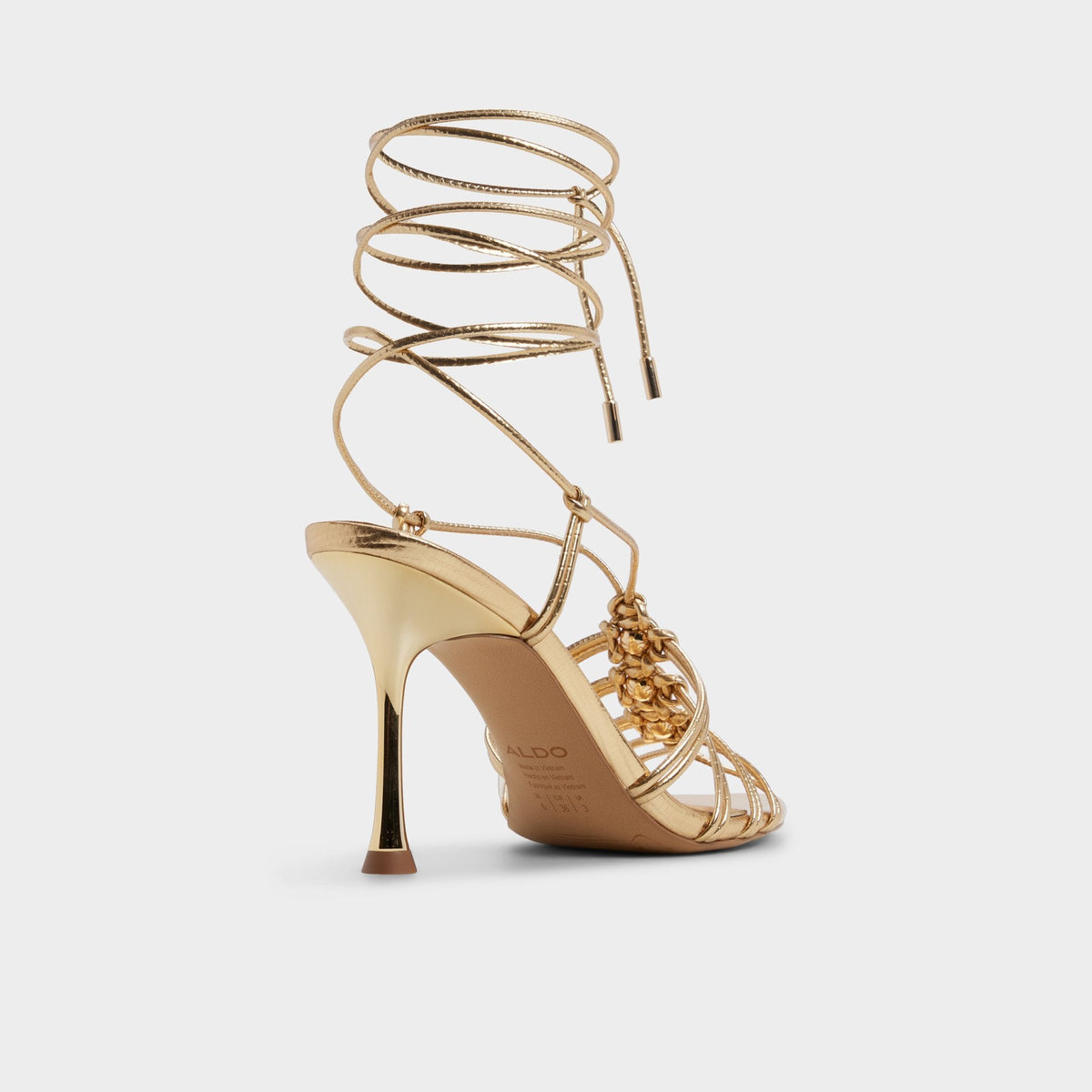 Curacao in Gold - Strappy heeled sandal, Stiletto heel | Aldo
