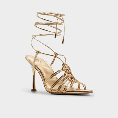 Curacao in Gold - Strappy heeled sandal, Stiletto heel | Aldo