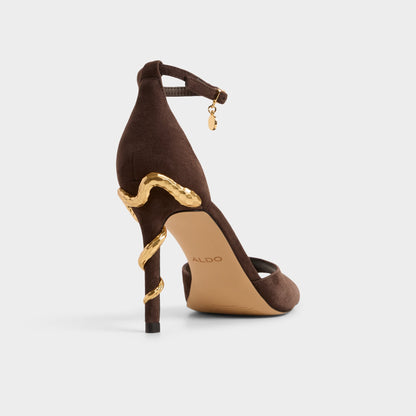 Medeza in Dark Brown - Strappy heeled sandal | Aldo