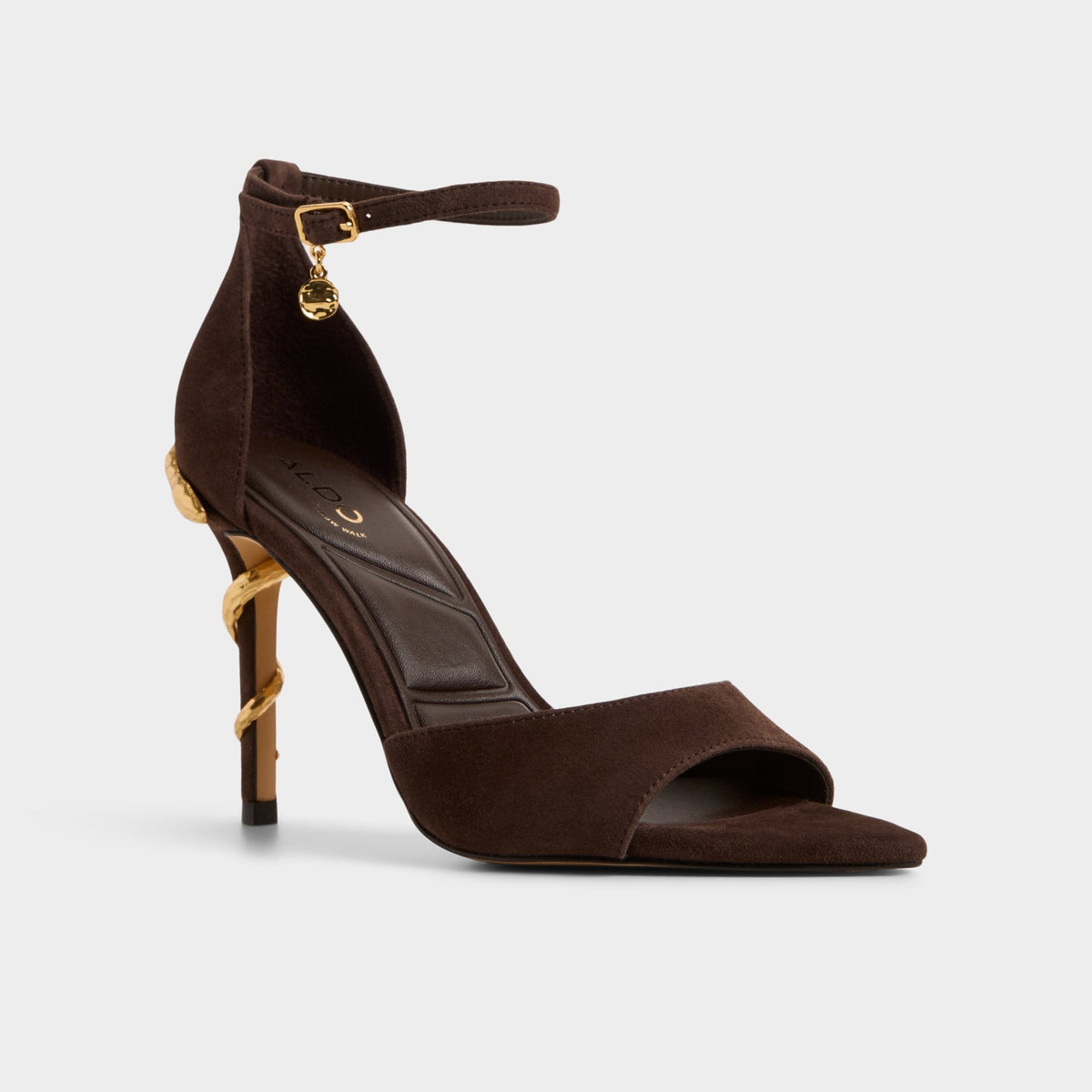 Medeza in Dark Brown - Strappy heeled sandal | Aldo