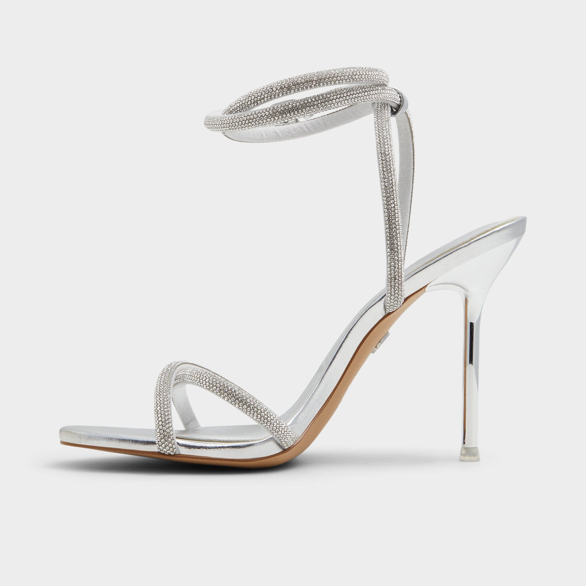 Manaelden Silver Women's Heeled sandals - Strappy heeled sandal, Stiletto heel | Aldo