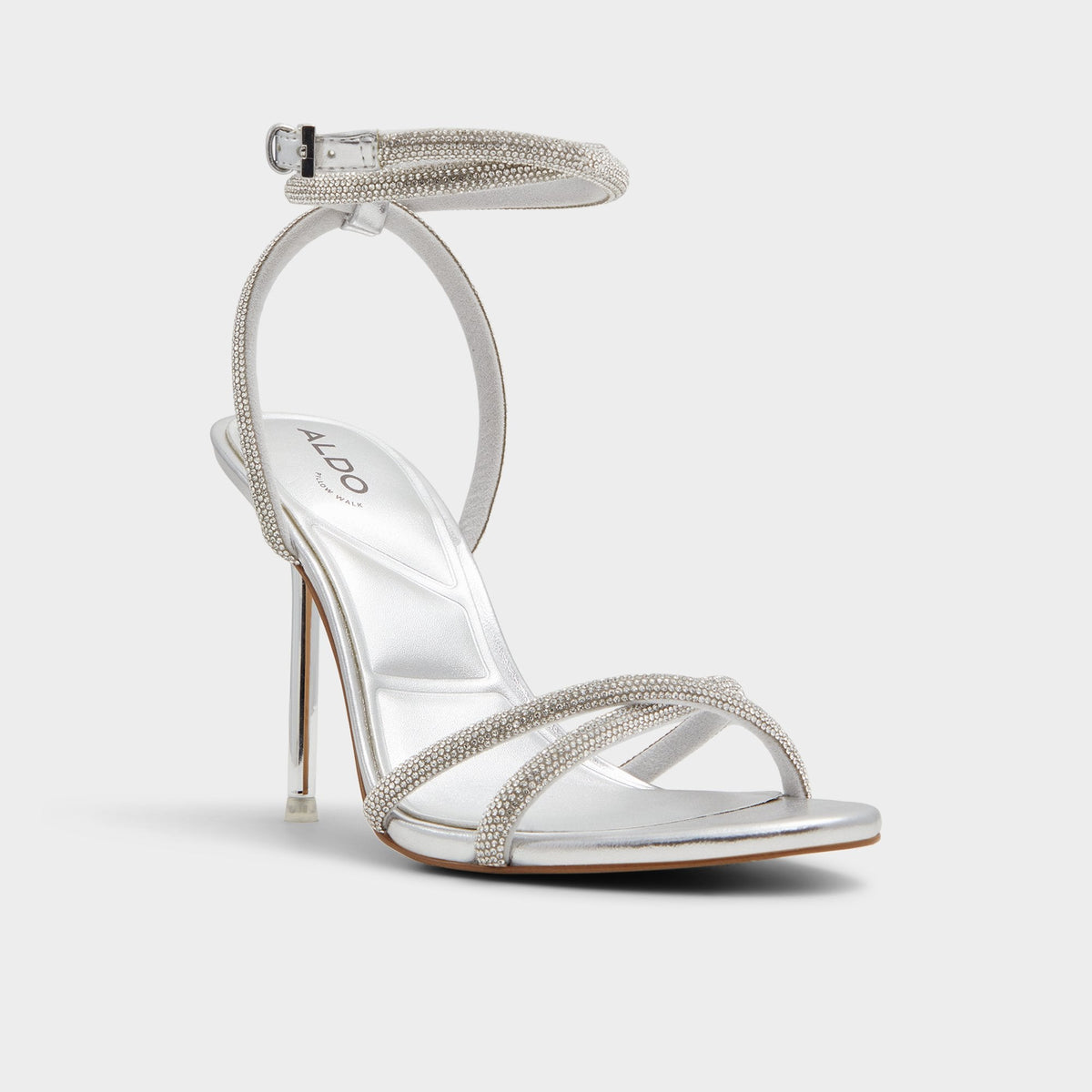 Manaelden Silver Women's Heeled sandals - Strappy heeled sandal, Stiletto heel | Aldo