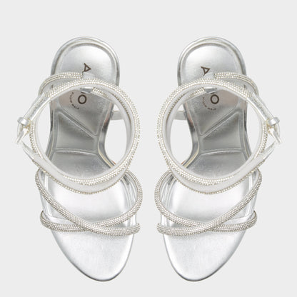 Manaelden Silver Women's Heeled sandals - Strappy heeled sandal, Stiletto heel | Aldo