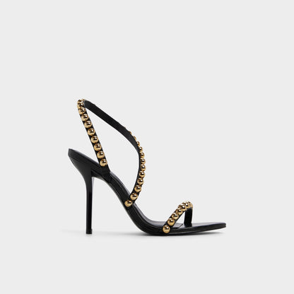 Attey in Black - Strappy heeled sandal, Stiletto heel | Aldo