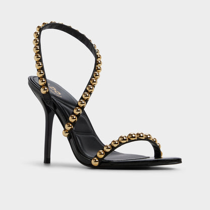 Attey in Black - Strappy heeled sandal, Stiletto heel | Aldo