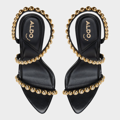 Attey in Black - Strappy heeled sandal, Stiletto heel | Aldo