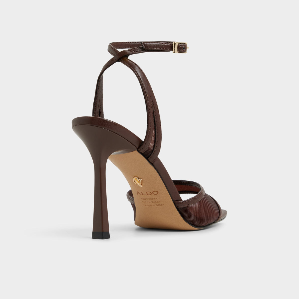 Sharra in Dark Brown - Strappy heeled sandal, Stiletto heel | Aldo