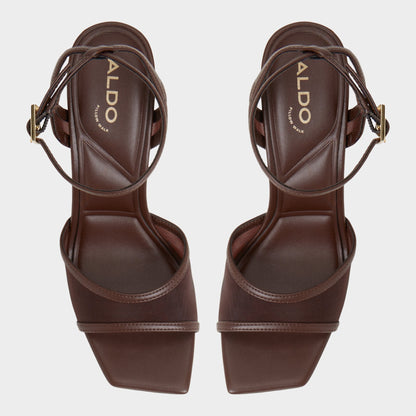 Sharra in Dark Brown - Strappy heeled sandal, Stiletto heel | Aldo