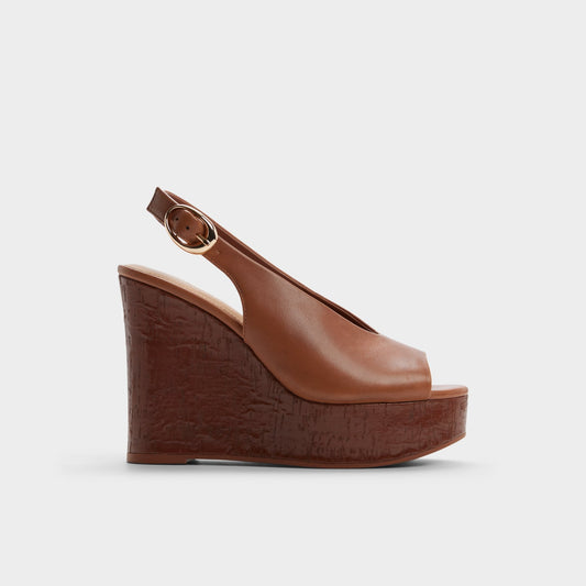 Tatianah in Dark Brown - Sling back heeled sandal, Wedge heel | Aldo