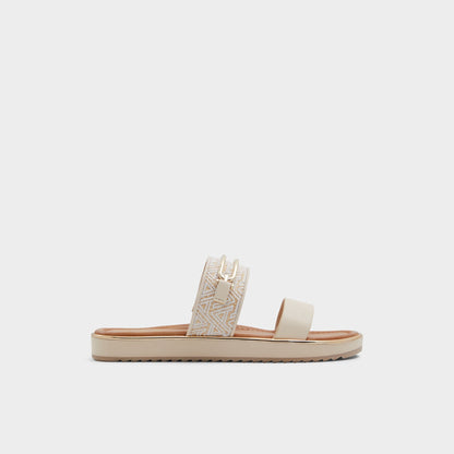 Lagoon Other Beige Synthetic Print Women's Footbed sandals - Slide sandal, Footbed sandal | Aldo