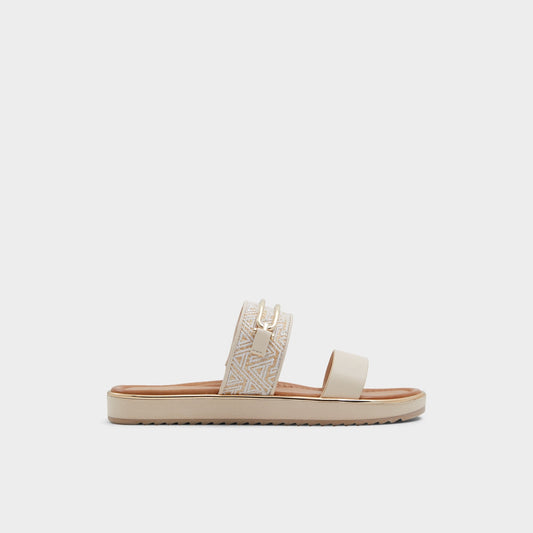 Lagoon Other Beige Synthetic Print Women's Footbed sandals - Slide sandal, Footbed sandal | Aldo