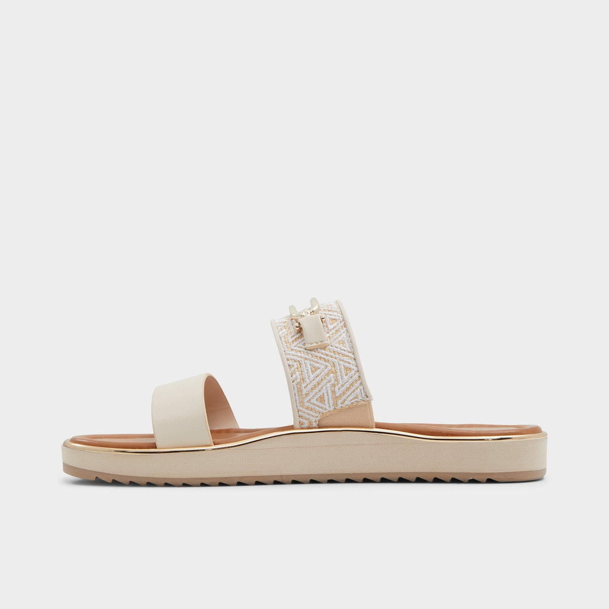 Lagoon Other Beige Synthetic Print Women's Footbed sandals - Slide sandal, Footbed sandal | Aldo