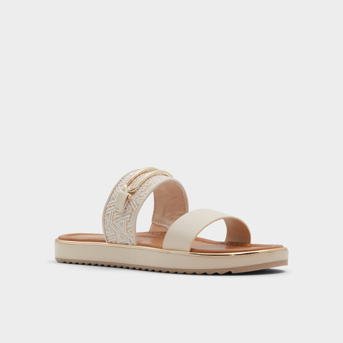 Lagoon Other Beige Synthetic Print Women's Footbed sandals - Slide sandal, Footbed sandal | Aldo