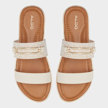 Lagoon Other Beige Synthetic Print Women's Footbed sandals - Slide sandal, Footbed sandal | Aldo