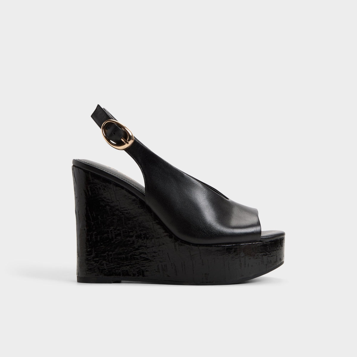 Tatianah in Black - Sling back heeled sandal, Wedge heel | Aldo