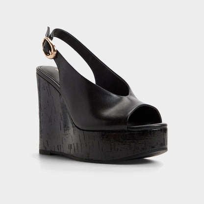 Tatianah in Black - Sling back heeled sandal, Wedge heel | Aldo