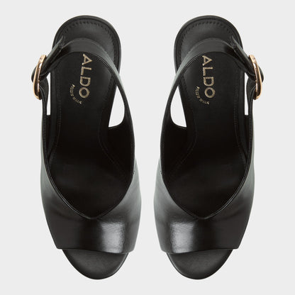 Tatianah in Black - Sling back heeled sandal, Wedge heel | Aldo