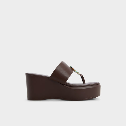 Friegan in Dark Brown - Slide sandal, Wedge heel | Aldo