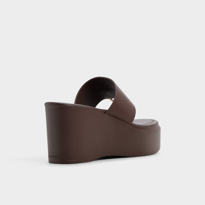 Friegan in Dark Brown - Slide sandal, Wedge heel | Aldo