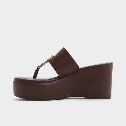 Friegan in Dark Brown - Slide sandal, Wedge heel | Aldo