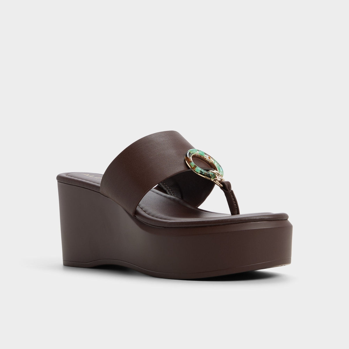 Friegan in Dark Brown - Slide sandal, Wedge heel | Aldo