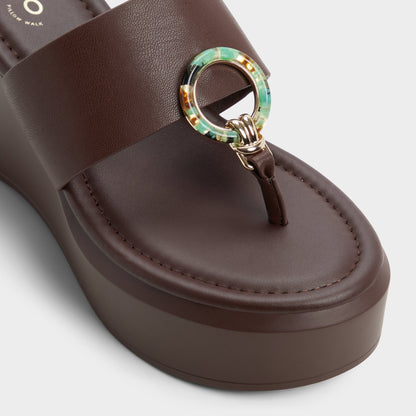 Friegan in Dark Brown - Slide sandal, Wedge heel | Aldo