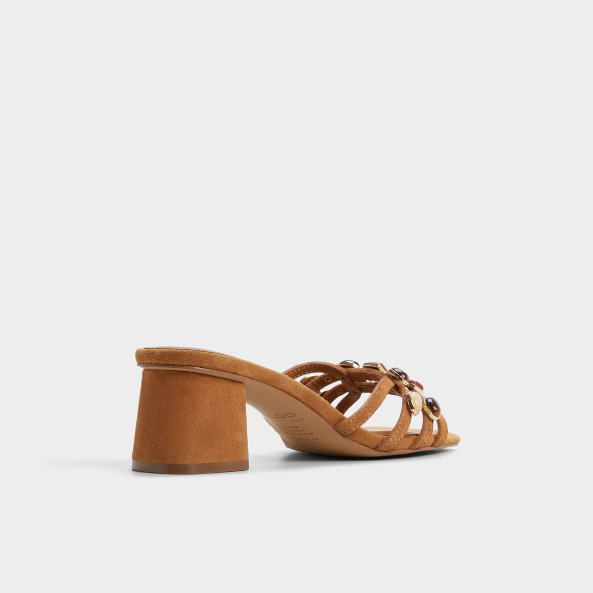 Jemstone in Medium Brown - Strappy heeled sandal, Block heel | Aldo