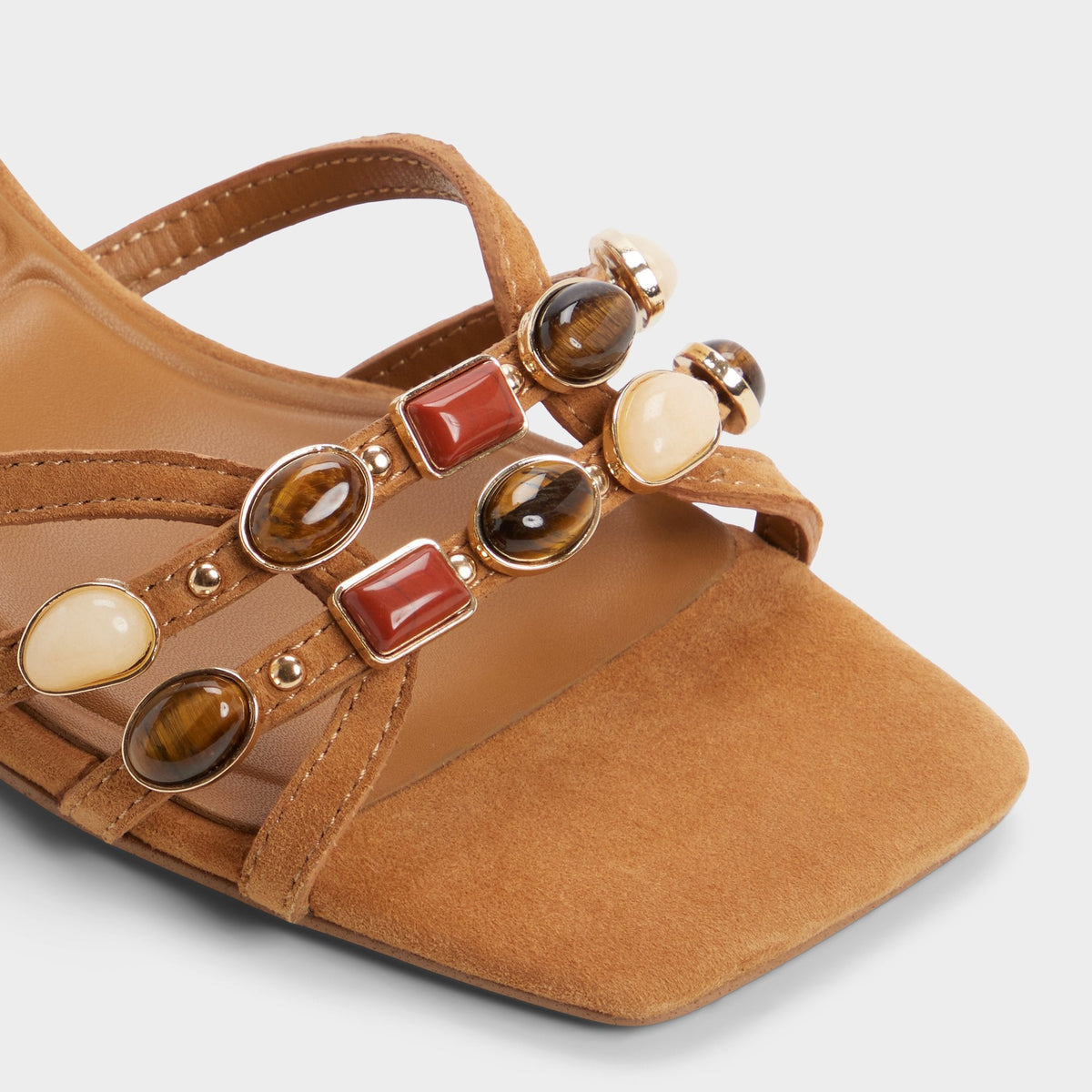 Jemstone in Medium Brown - Strappy heeled sandal, Block heel | Aldo