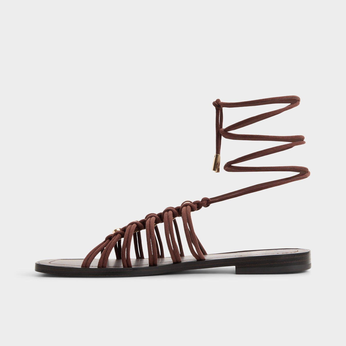 Unoma in Dark Brown - Strappy flat sandal | Aldo