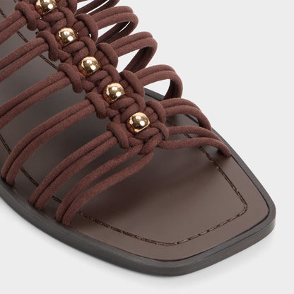 Unoma in Dark Brown - Strappy flat sandal | Aldo