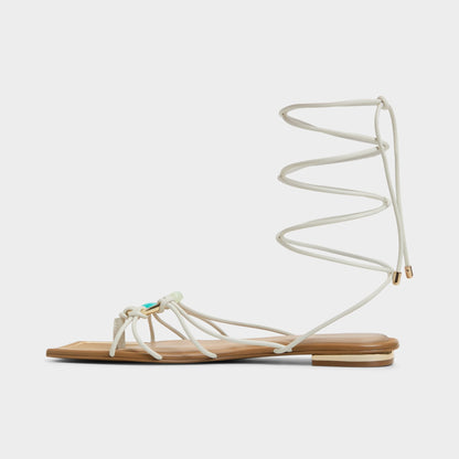 Nirena White/Bone Women's Flats - Strappy flat sandal | Aldo